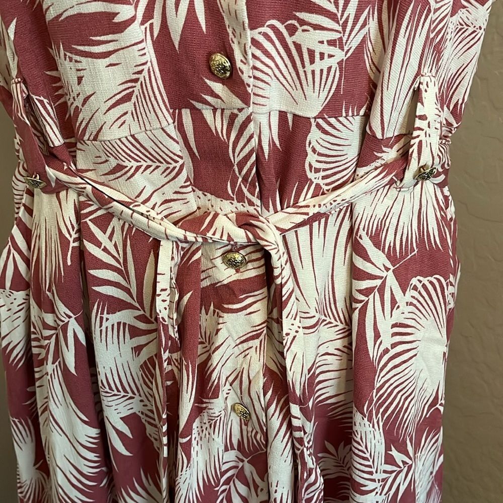 Torrid Palm Trees Print Design Button Front Collar Pockets Dress Vacation Resort - Picture 8 of 16